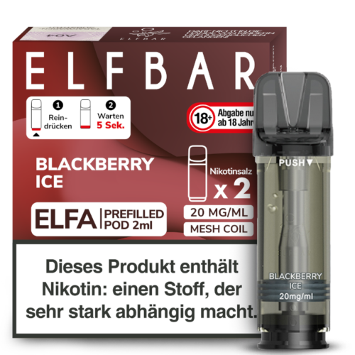 ELFBAR ELFA Blackberry Ice 20mg Nikotin 2er Pack – Fruchtige Pods mit Brombeer- und Eisnote