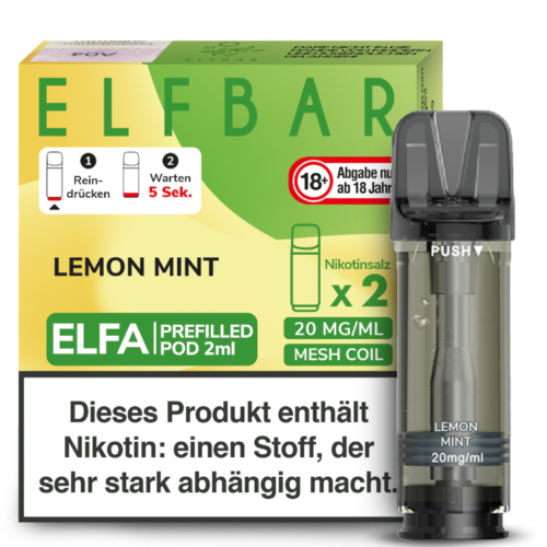 ELFBAR ELFA Lemon Mint 20mg Nikotin 2er Pack – Erfrischende Pods mit Zitronen- und Minzaroma
