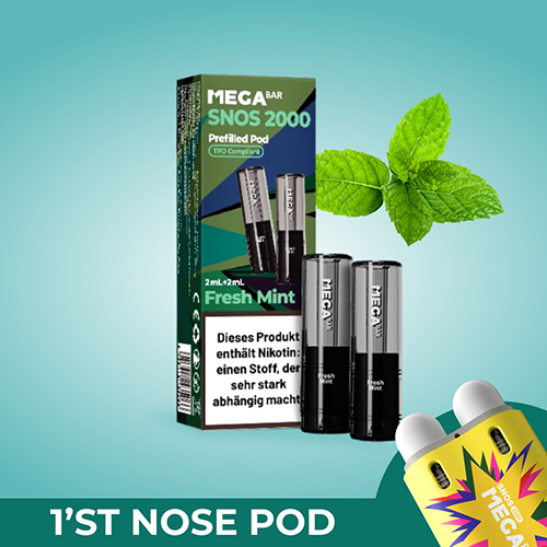 megabar snos2000 fresh mint 2x2ml pods minze frisch kühl erfrischend