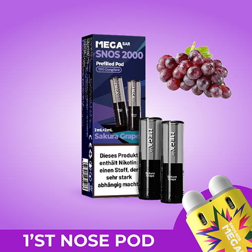 megabar snos2000 sakura grape 2x2ml pods traube kirschblüte floral fruchtig